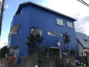 足立区　外壁塗装・屋上防水工事　深いブルーで重厚感のある印象にチェンジ